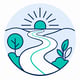Winding path toward a rising sun, representing long-term thinking